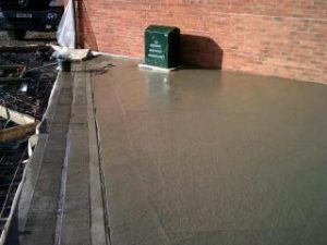 Reinforced concrete slab being finished during groundworks at York University Heslington Campus