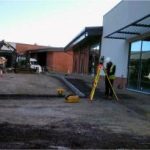 Groundworks and excavation works underway beside new buildings at York University Heslington Campus