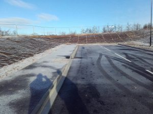 Newly constructed roadway and kerb lines at York University Heslington Campus