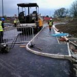 Operatives carrying out road surfacing works at York University Heslington Campus