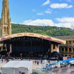 Restored Piece Hall in Halifax with public realm improvements and clock tower