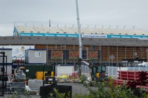 West Stand Enabling Works at Elland Road Stadium showing ongoing civil engineering and groundworks