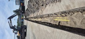 Temporary electricity duct installation for West Stand Enabling Works at Elland Road Stadium, Leeds